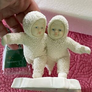 NIB Snowbabies “We Make A Great Pair” Figurine angel wings ice skating